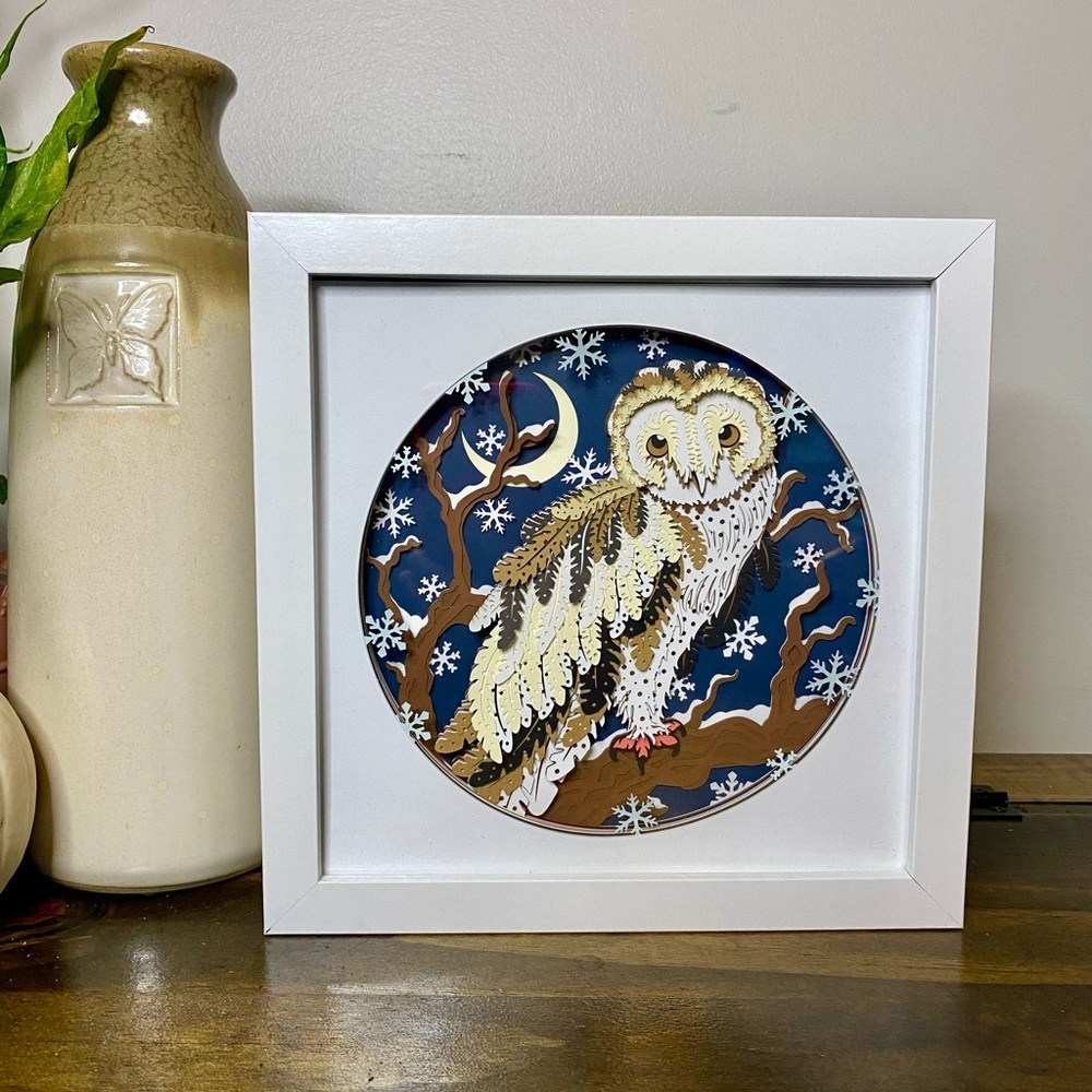 3D Barn Owl Shadowbox